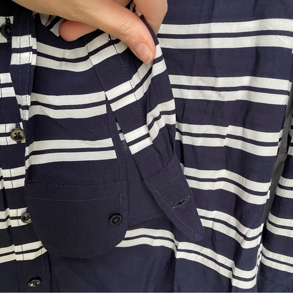 Talbots Long Sleeve Button Down Light Weight Tunic Navy/White | Size Small NWT - Picture 6 of 9